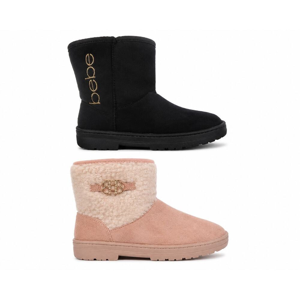 PAIR OF BEBE MICROFIBER GIRLS FAUX FUR BOOTS - PINK - BLACK - SIZE 1